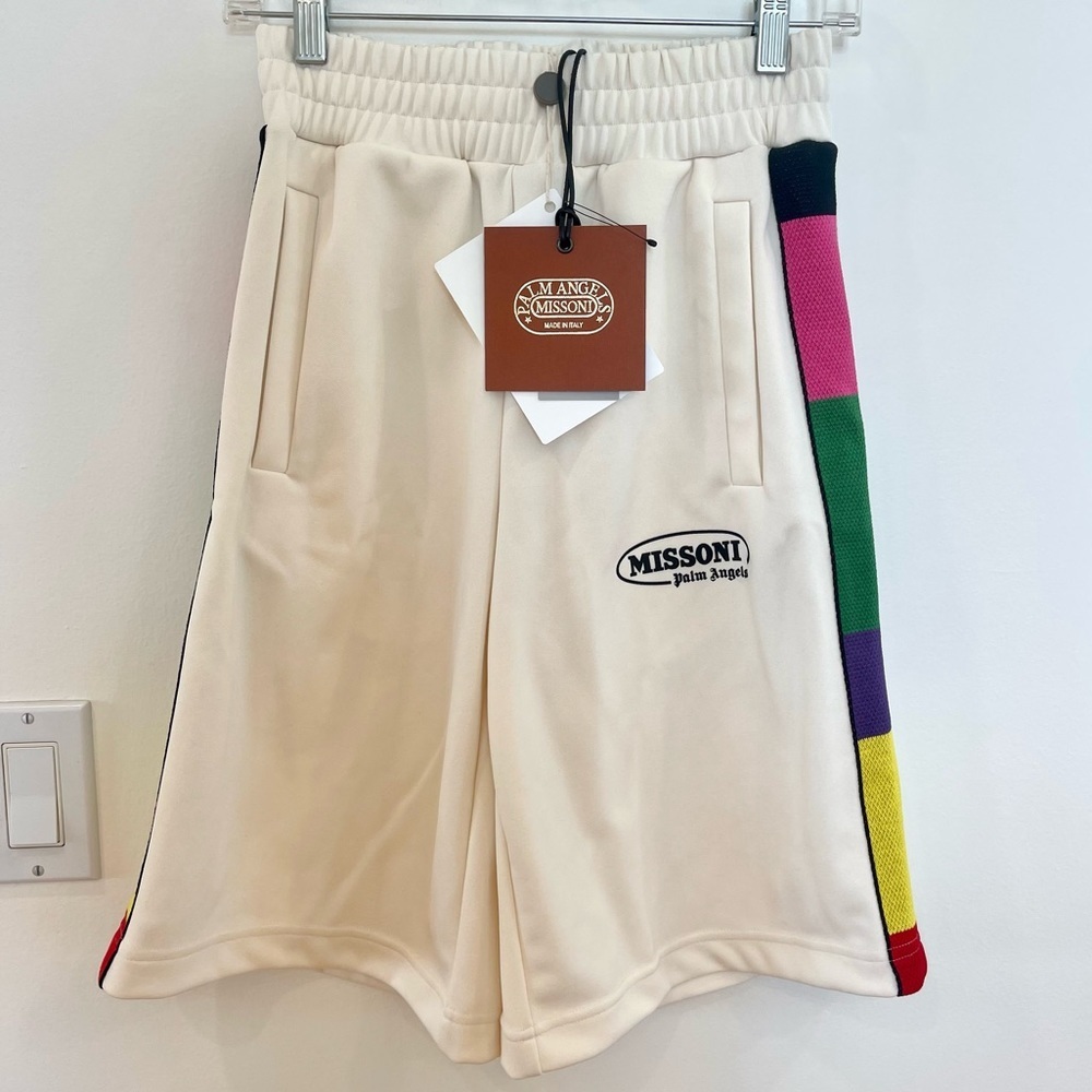 NWT Palm Angels x Missoni Collab Shorts Logo in cream / white - Picture 2 of 14